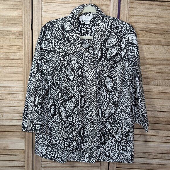 CJ Banks Black and White Animal Print Blazer/Jacket Size 2X - Picture 1 of 13